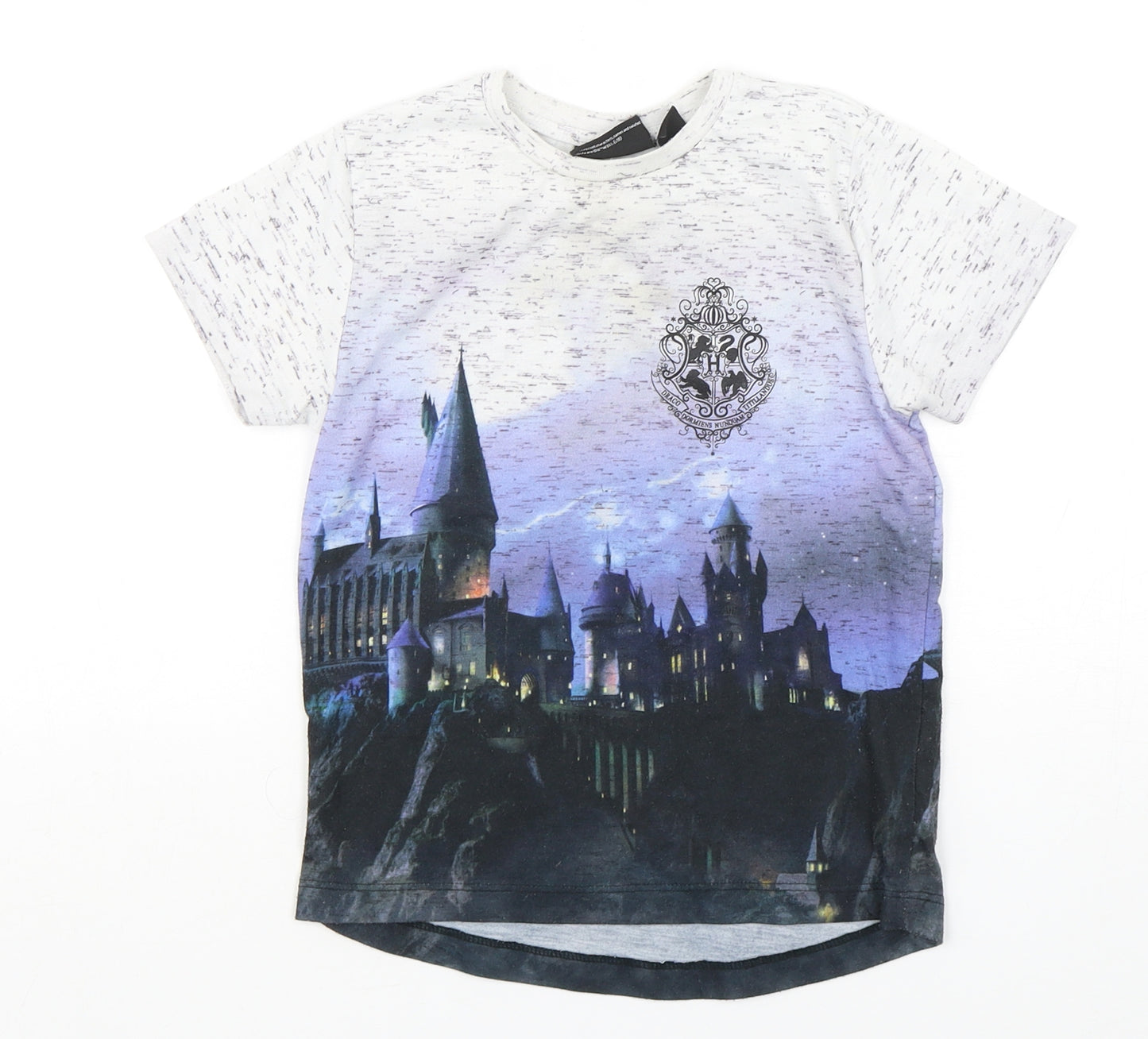 Harry Potter Boys Multicoloured Geometric Cotton Basic T-Shirt Size 5-6 Years Round Neck Pullover