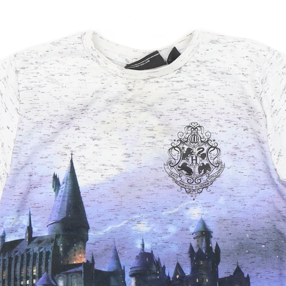 Harry Potter Boys Multicoloured Geometric Cotton Basic T-Shirt Size 5-6 Years Round Neck Pullover