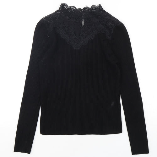 New Look Womens Black High Neck  Polyester Pullover Jumper Size 12