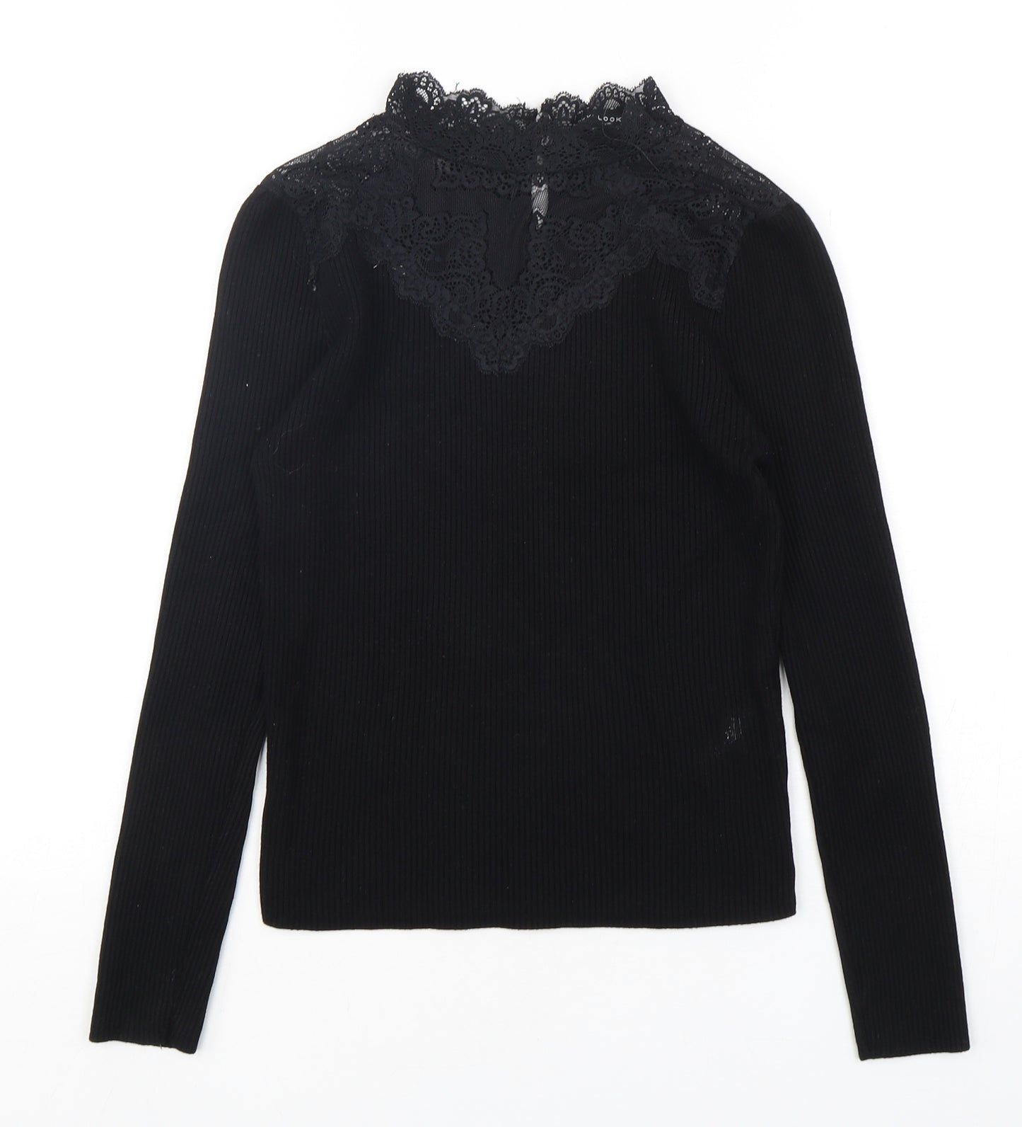 New Look Womens Black High Neck  Polyester Pullover Jumper Size 12