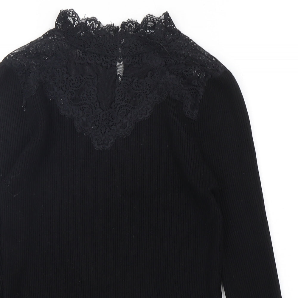 New Look Womens Black High Neck  Polyester Pullover Jumper Size 12