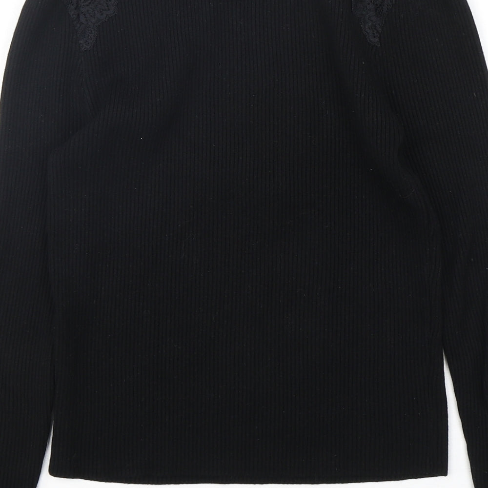 New Look Womens Black High Neck  Polyester Pullover Jumper Size 12
