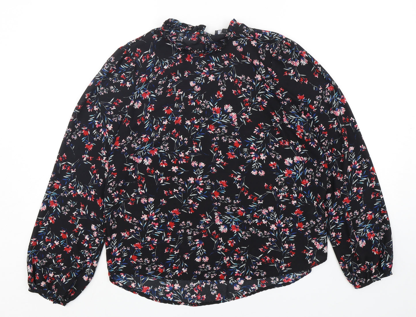 Primark Womens Multicoloured Floral Polyester Basic Blouse Size 14 Mock Neck