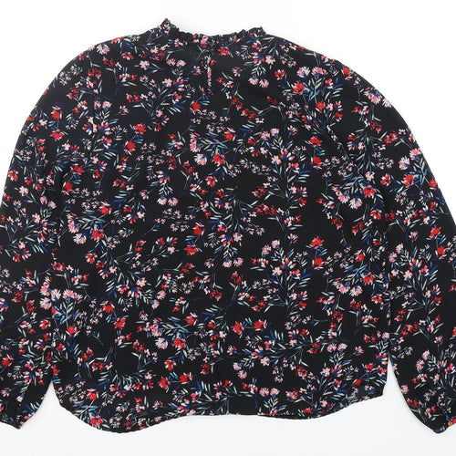 Primark Womens Multicoloured Floral Polyester Basic Blouse Size 14 Mock Neck