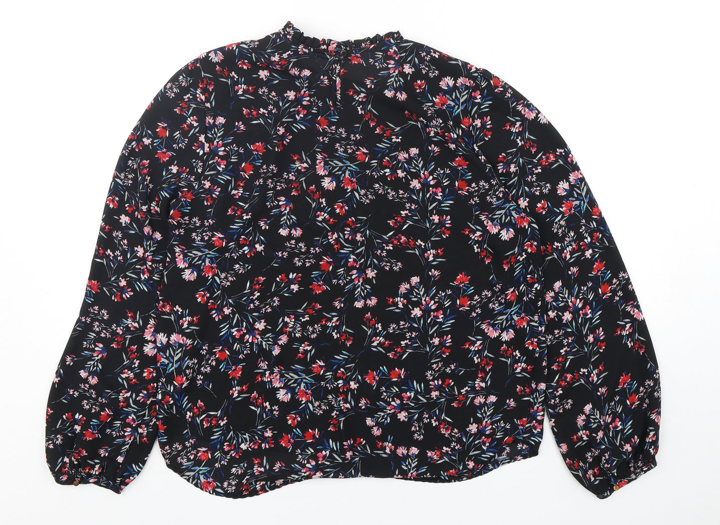 Primark Womens Multicoloured Floral Polyester Basic Blouse Size 14 Mock Neck
