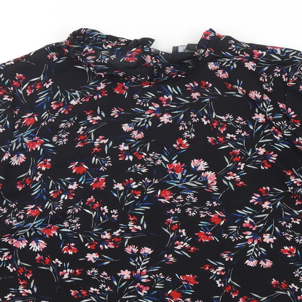 Primark Womens Multicoloured Floral Polyester Basic Blouse Size 14 Mock Neck