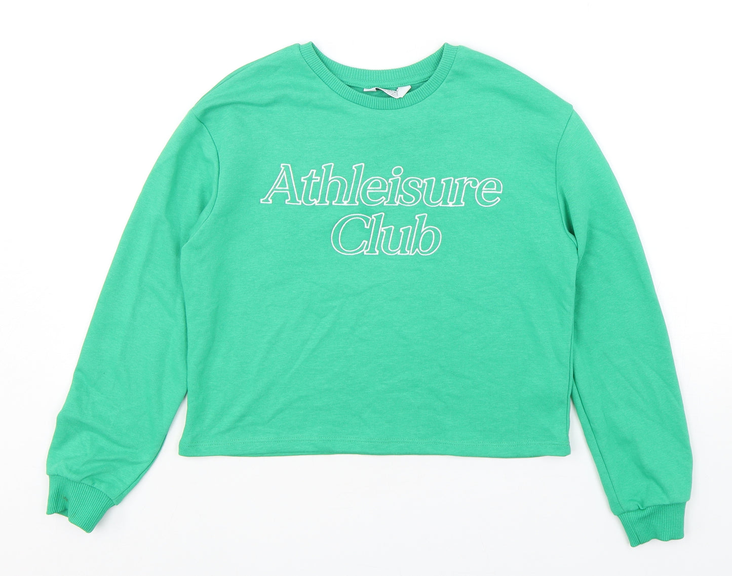 Primark Girls Green  Cotton Pullover Sweatshirt Size 11-12 Years  Pullover - cropped