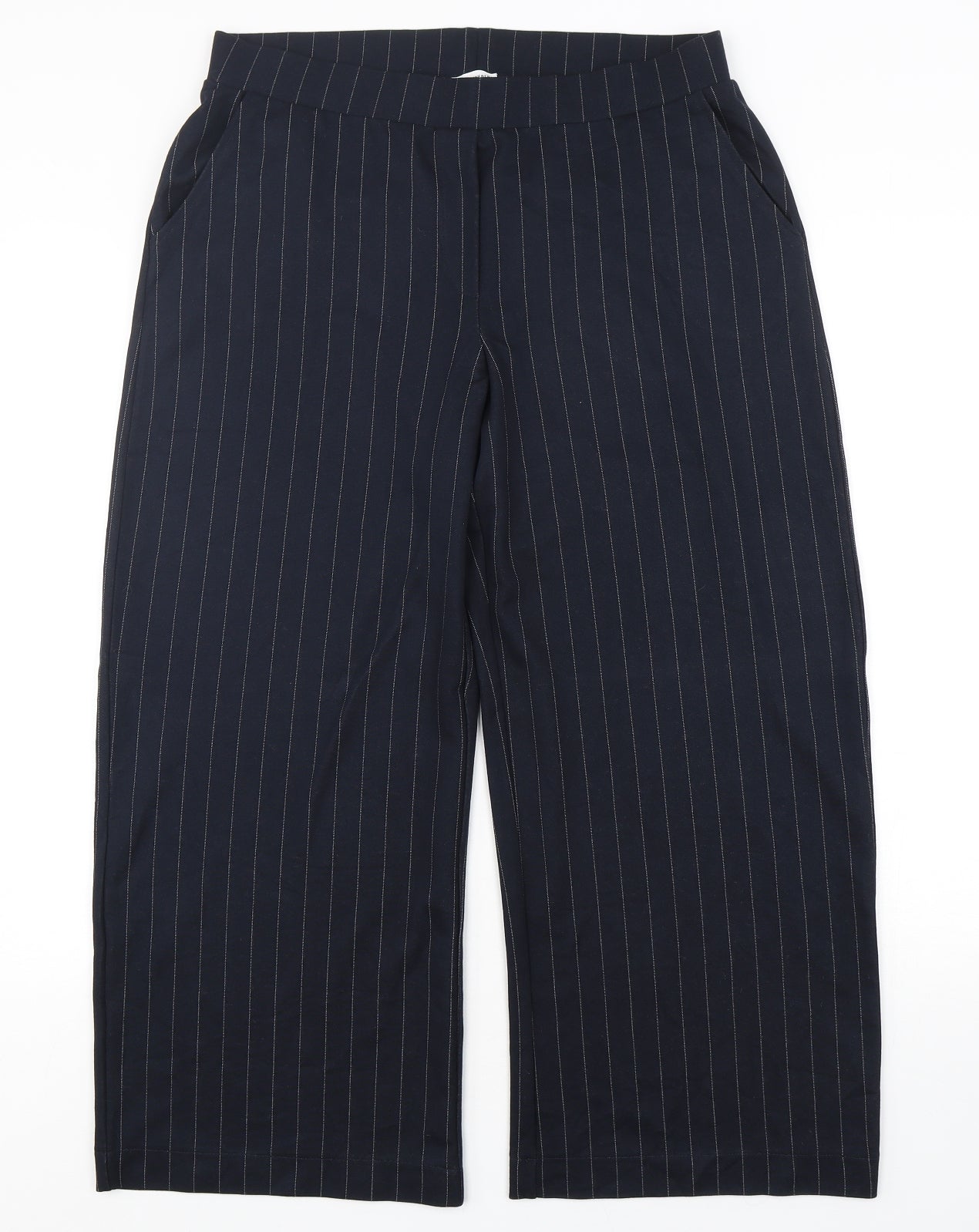 Gerry Weber Womens Blue Striped Polyester Cropped Trousers Size 16 L26 in Regular