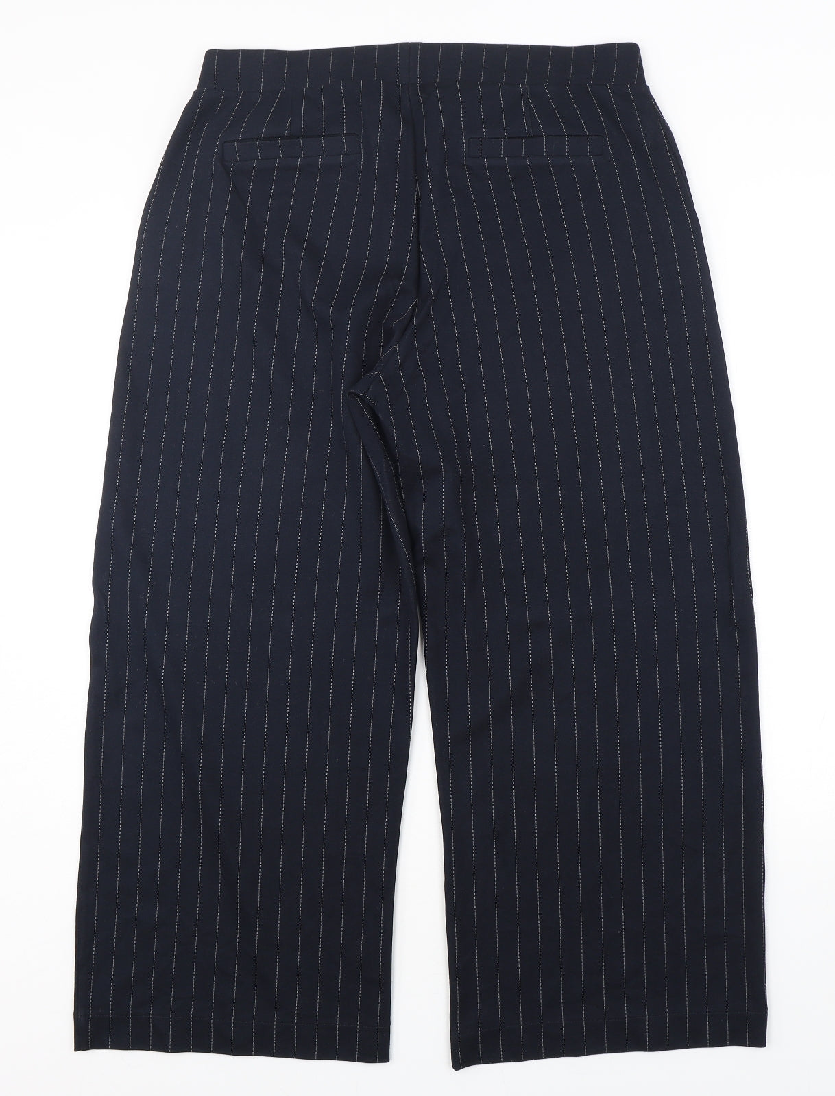 Gerry Weber Womens Blue Striped Polyester Cropped Trousers Size 16 L26 in Regular
