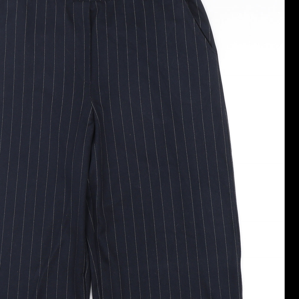 Gerry Weber Womens Blue Striped Polyester Cropped Trousers Size 16 L26 in Regular