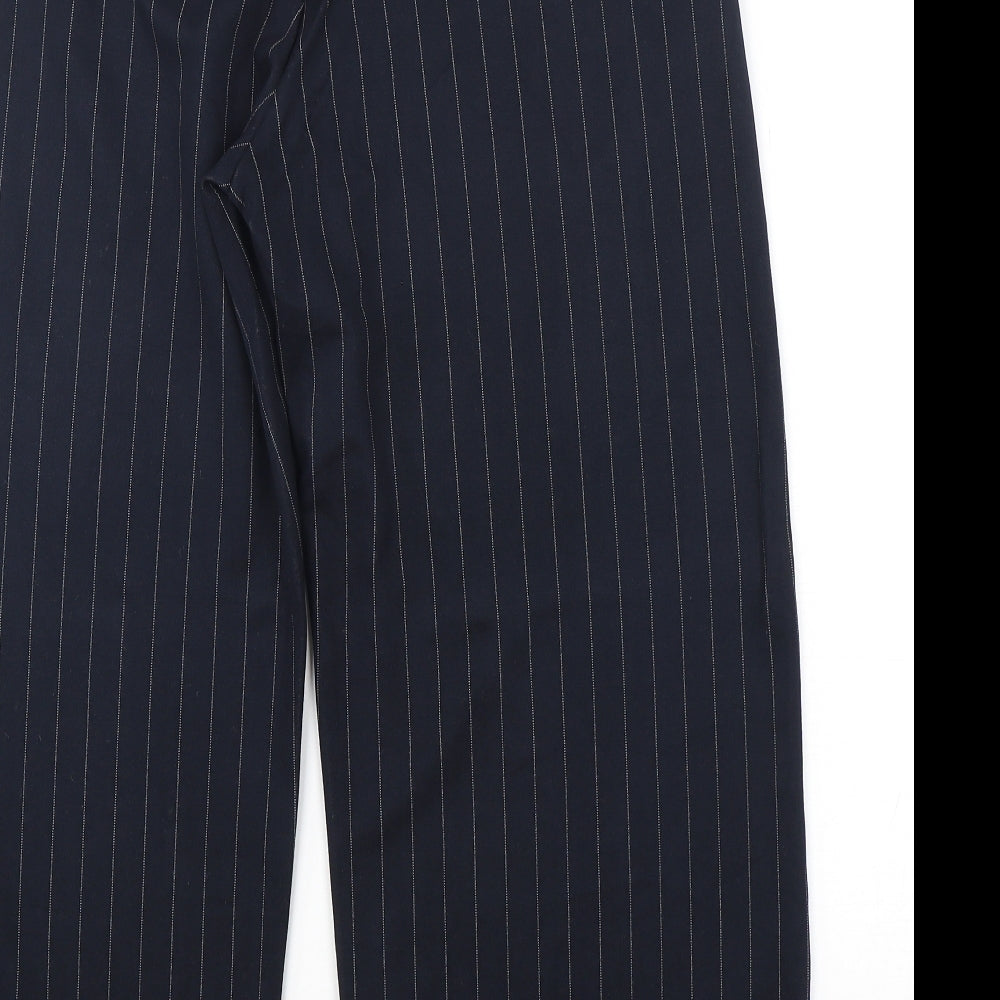 Gerry Weber Womens Blue Striped Polyester Cropped Trousers Size 16 L26 in Regular