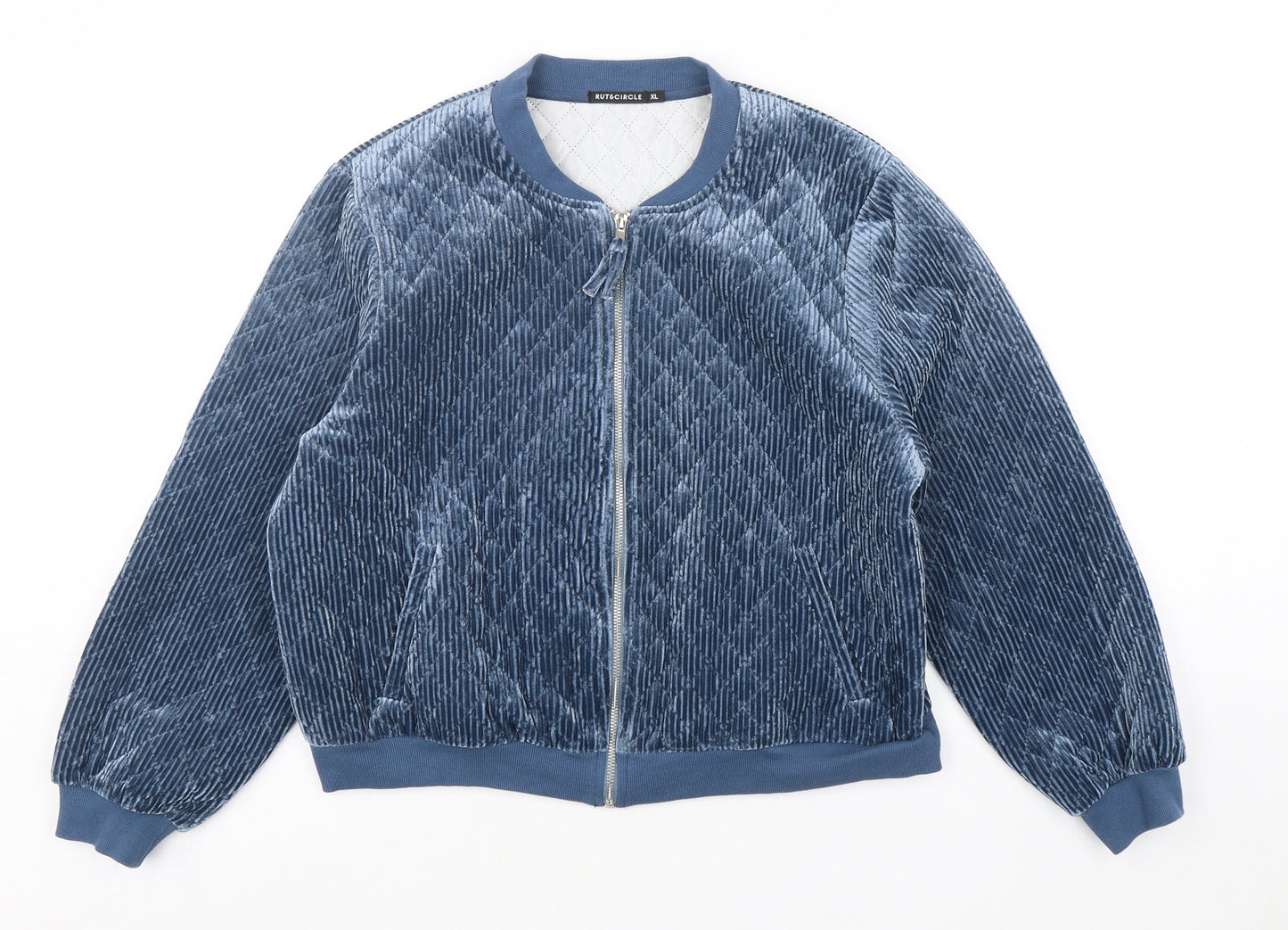 Rut&Circle Womens Blue   Bomber Jacket Jacket Size XL