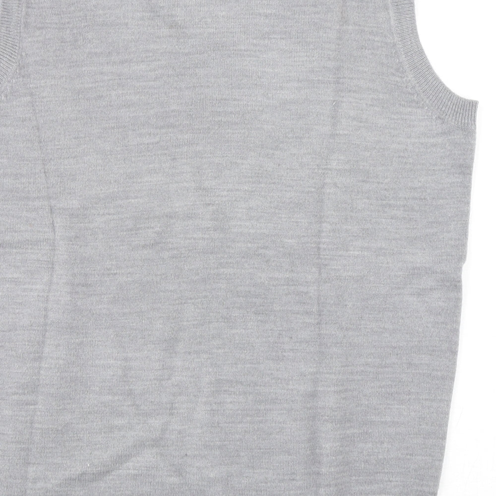 Topman Mens Grey V-Neck  Acrylic Vest Jumper Size M