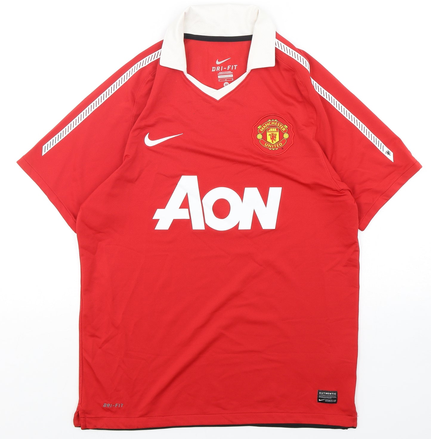 Nike Mens Red  Polyester Basic T-Shirt Size M Collared Pullover - Manchester United