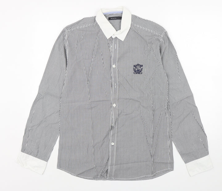 Selected Homme Mens Multicoloured Striped Cotton  Button-Up Size M Collared Button