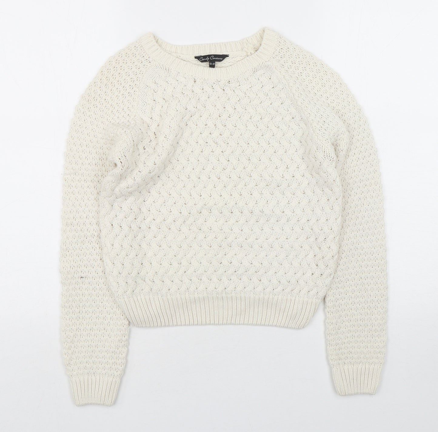 Matalan  Girls Beige Round Neck  Polyester Pullover Jumper Size 12-13 Years  Pullover