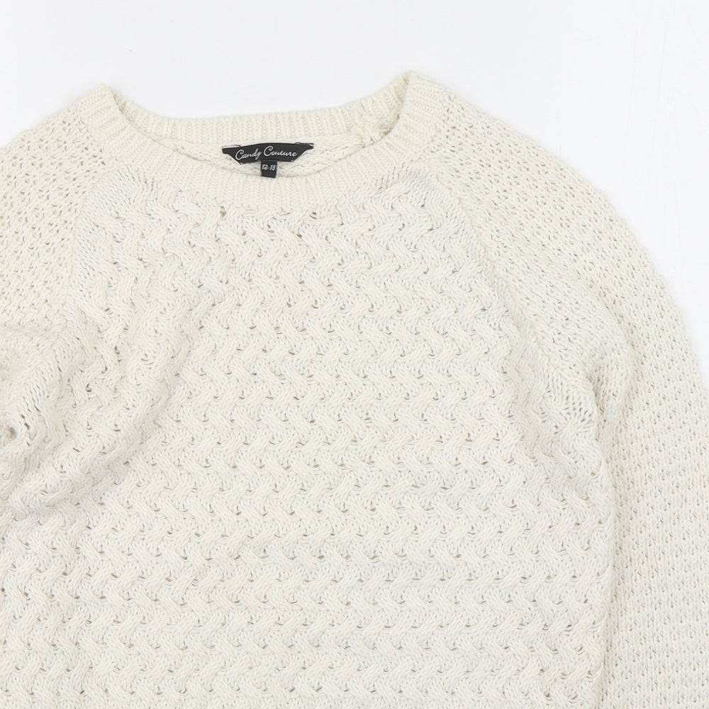 Matalan  Girls Beige Round Neck  Polyester Pullover Jumper Size 12-13 Years  Pullover
