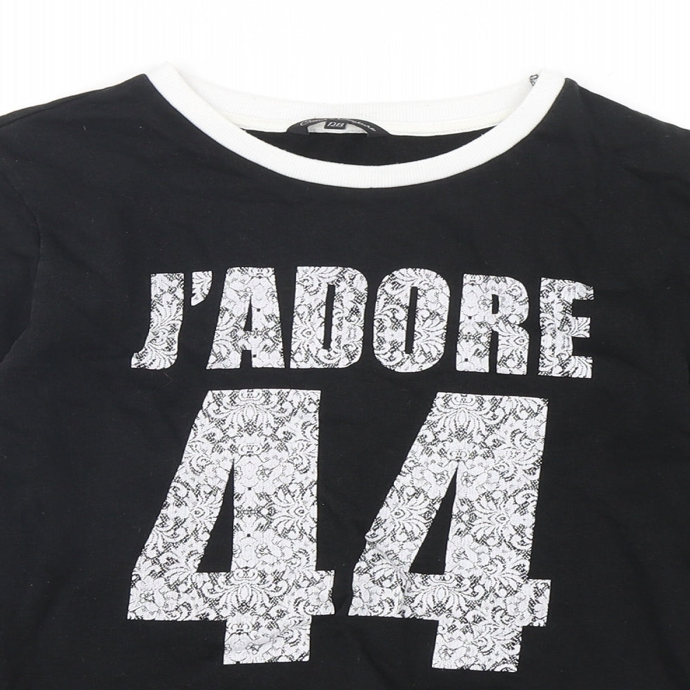 Candy Couture Girls Black  Cotton Pullover Sweatshirt Size 12-13 Years  Pullover - Cropped