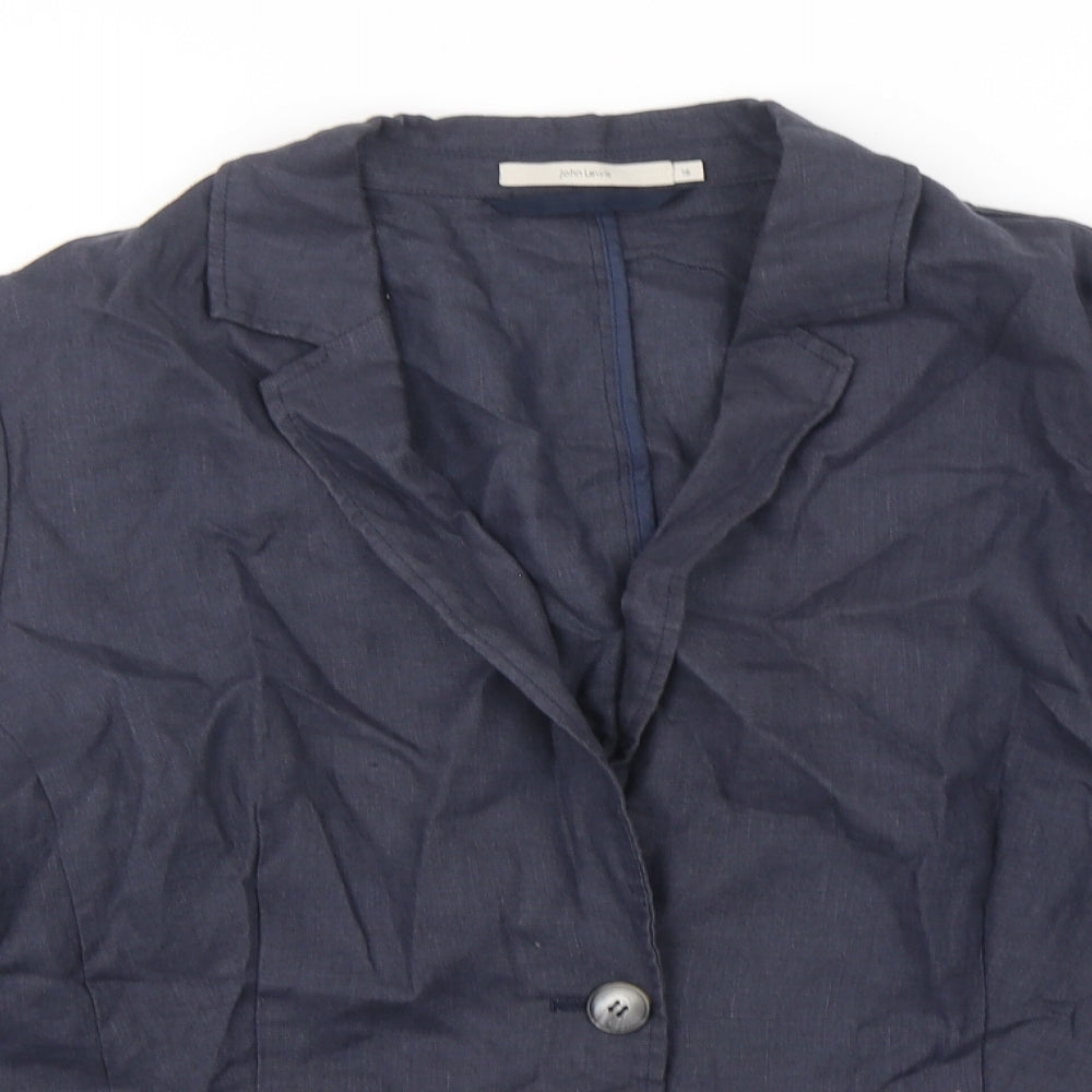 John Lewis  Womens Blue  Linen Jacket Blazer Size 16