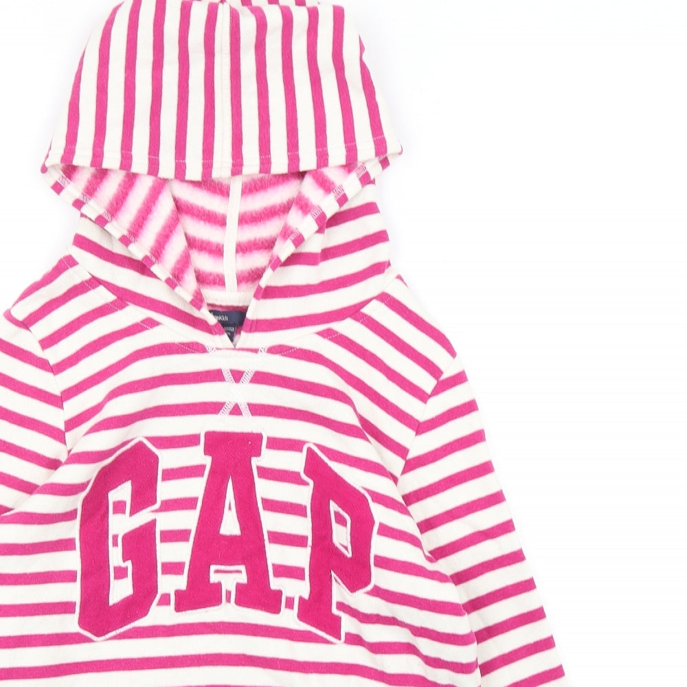 Gap Girls Multicoloured Striped Cotton Pullover Hoodie Size 13 Years