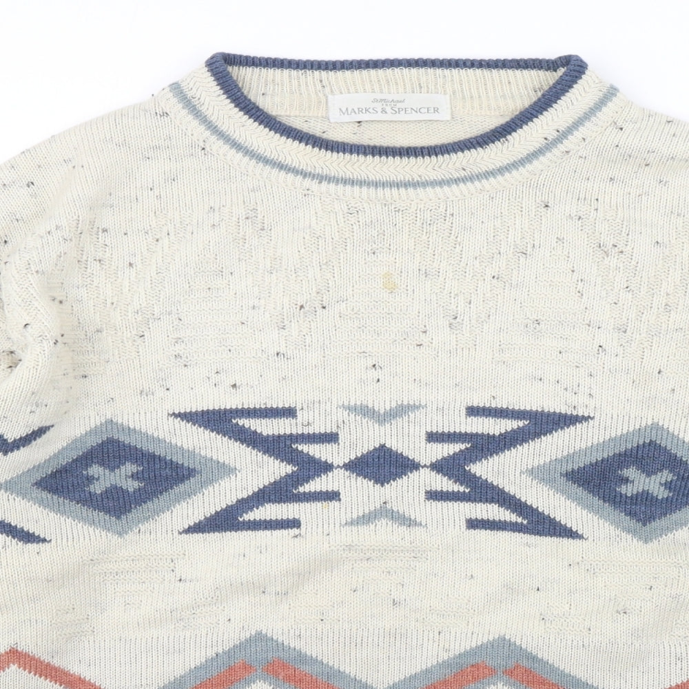 Marks and Spencer Mens Multicoloured Round Neck Argyle/Diamond Acrylic Pullover Jumper Size M
