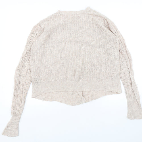 Debenhams Womens Beige Round Neck  Acrylic Cardigan Jumper Size 16