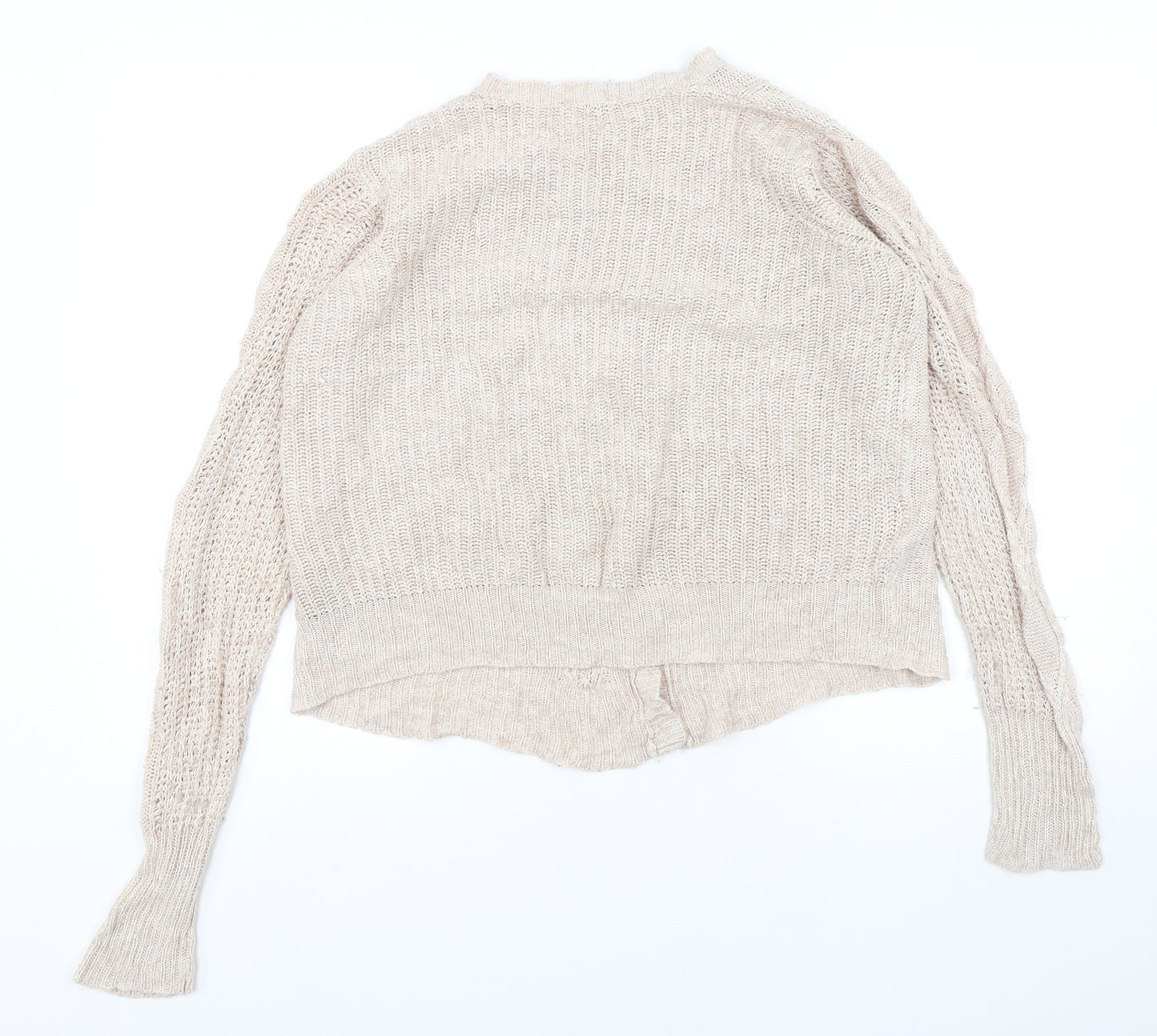 Debenhams Womens Beige Round Neck  Acrylic Cardigan Jumper Size 16