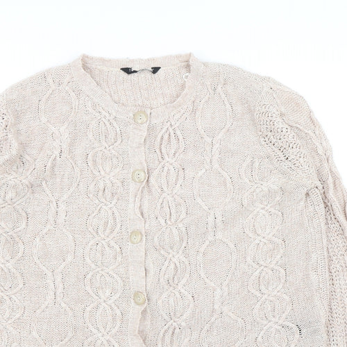 Debenhams Womens Beige Round Neck  Acrylic Cardigan Jumper Size 16