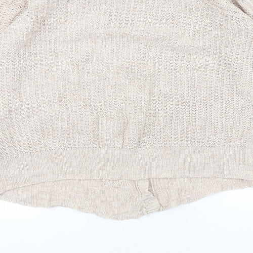 Debenhams Womens Beige Round Neck  Acrylic Cardigan Jumper Size 16