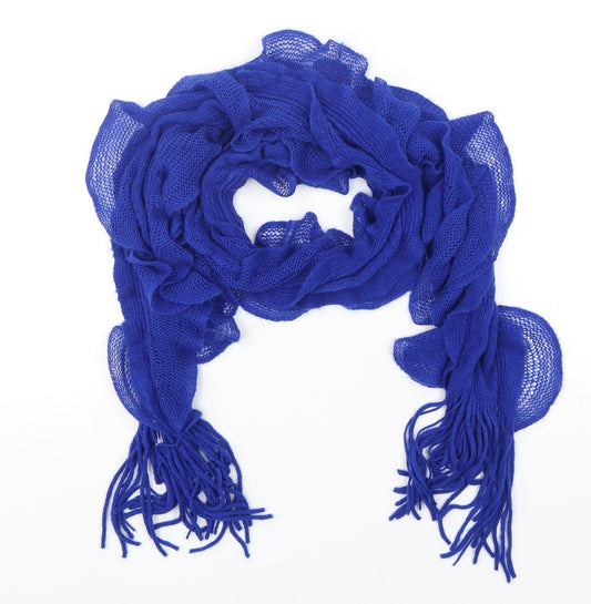 Front view of Preworn women’s blue polyester scarf