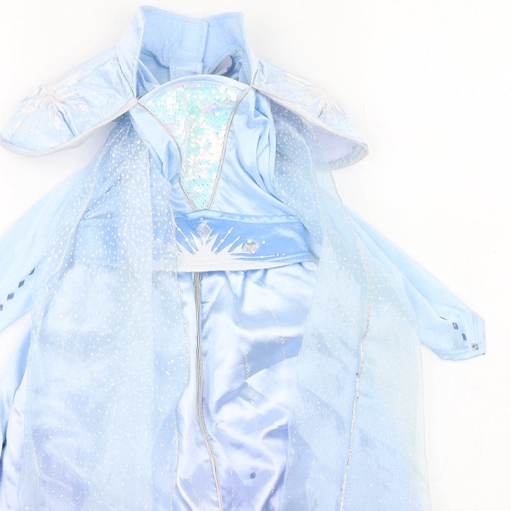 Disney Girls Blue  Polyester A-Line  Size 3 Years  Square Neck  - Elsa