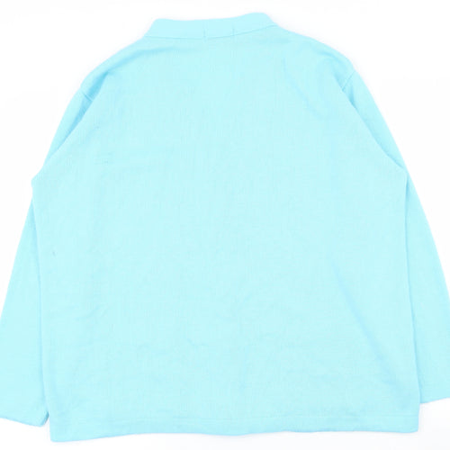 Merry Gold Womens Blue V-Neck  Acrylic Cardigan Jumper Size L