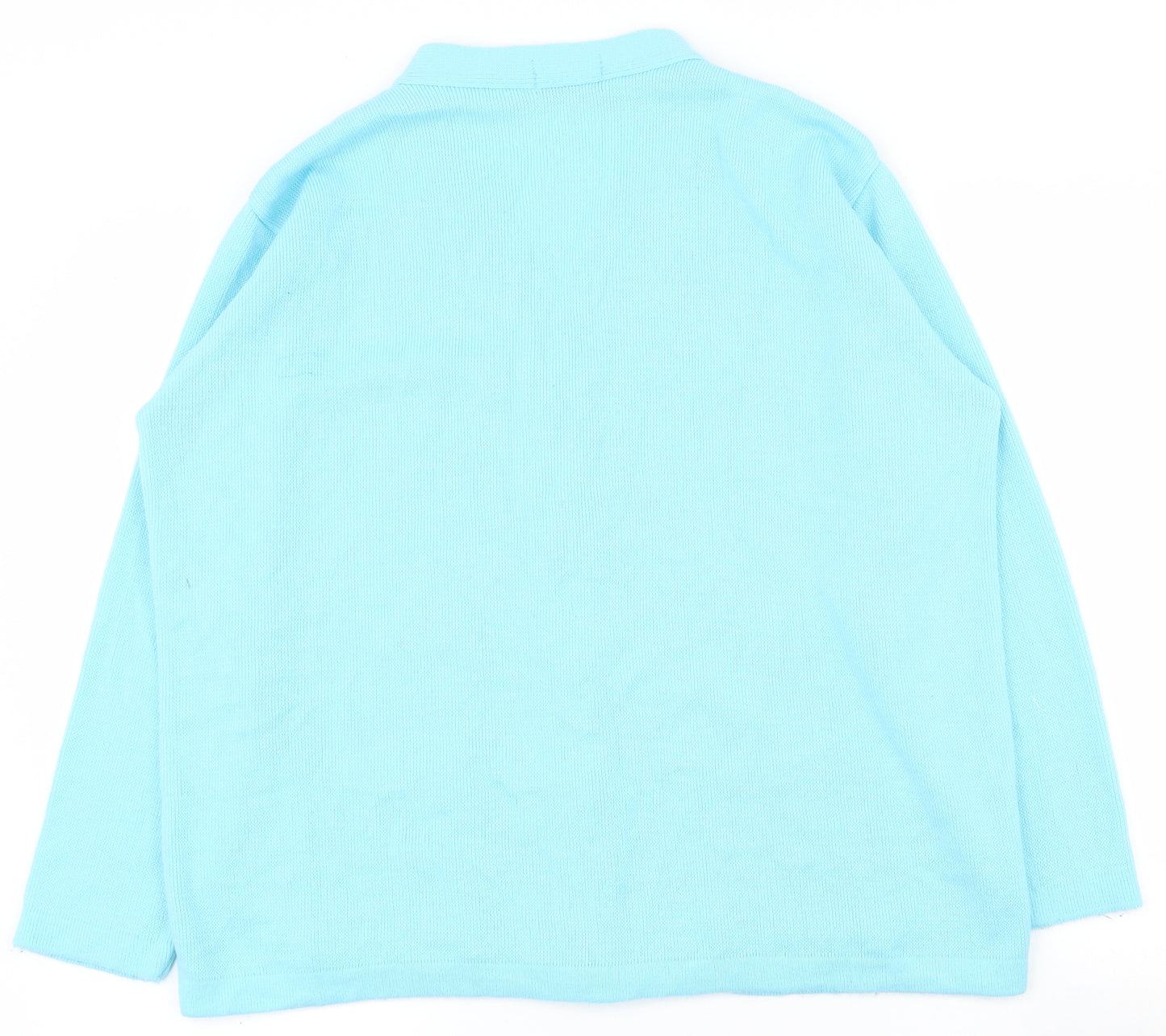 Merry Gold Womens Blue V-Neck  Acrylic Cardigan Jumper Size L