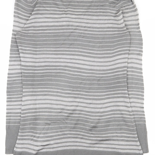 George Womens Grey Scoop Neck Striped Acrylic Tunic Jumper Size 12