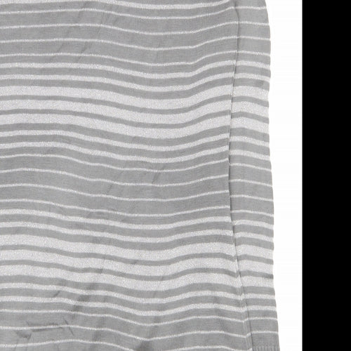 George Womens Grey Scoop Neck Striped Acrylic Tunic Jumper Size 12