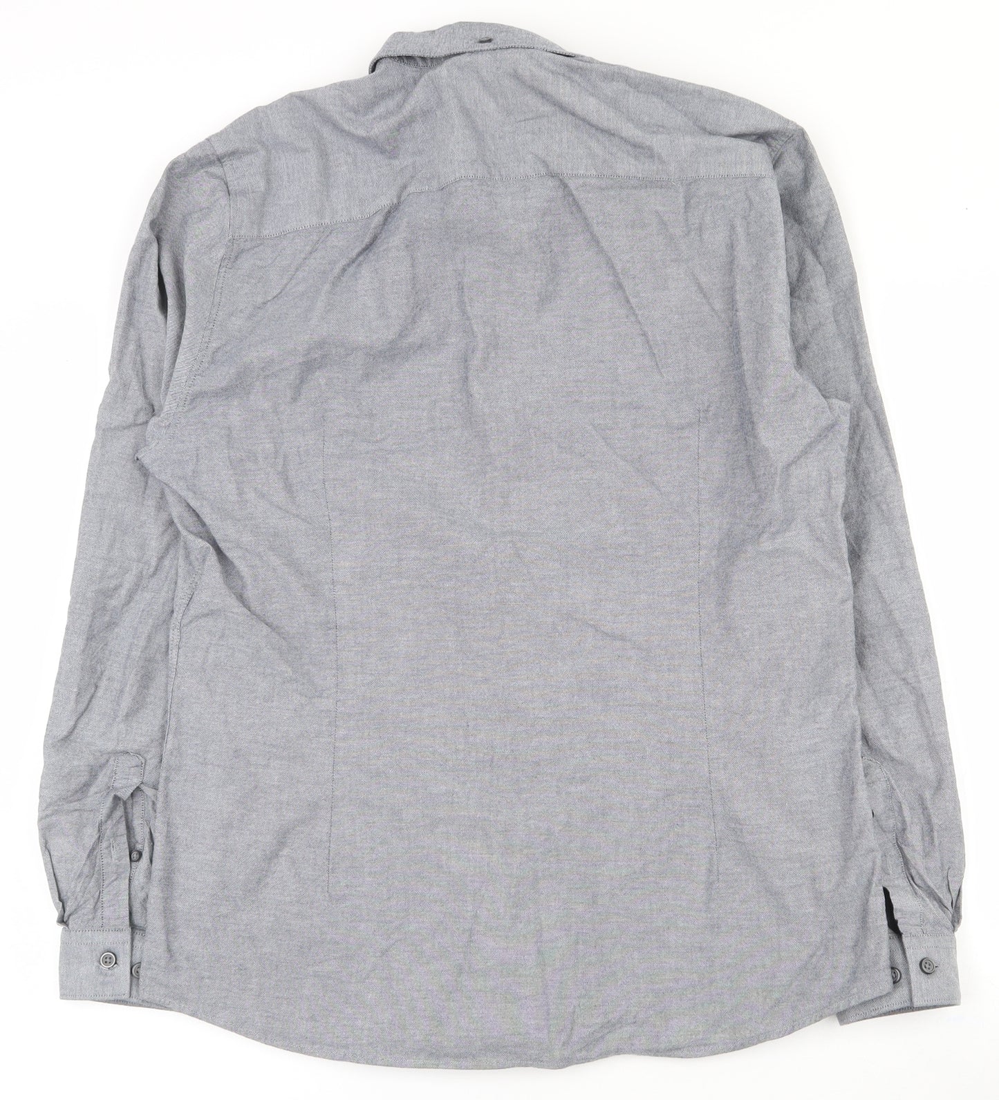 River Island Mens Grey  Cotton  Button-Up Size L Collared Button