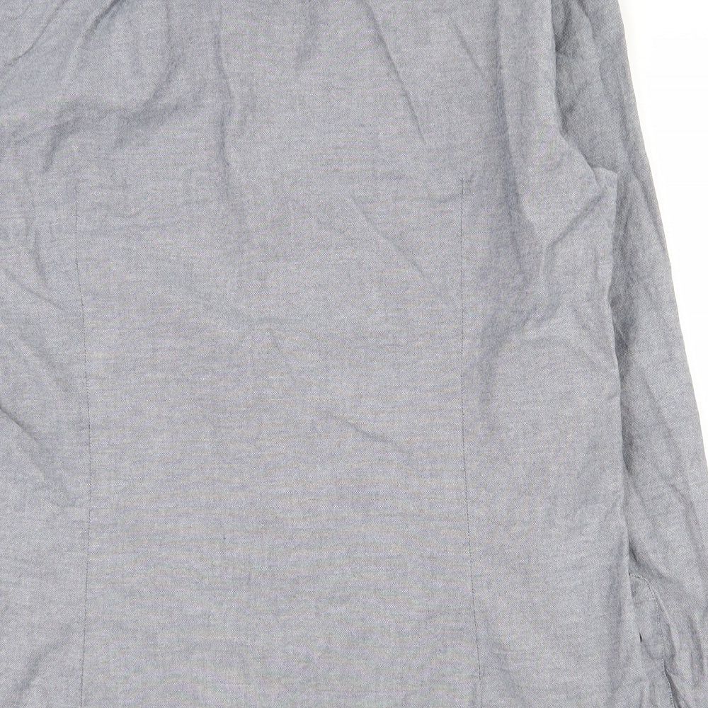 River Island Mens Grey  Cotton  Button-Up Size L Collared Button