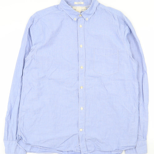 Label of Graded Goods Mens Blue  Cotton  Button-Up Size XL Collared Button