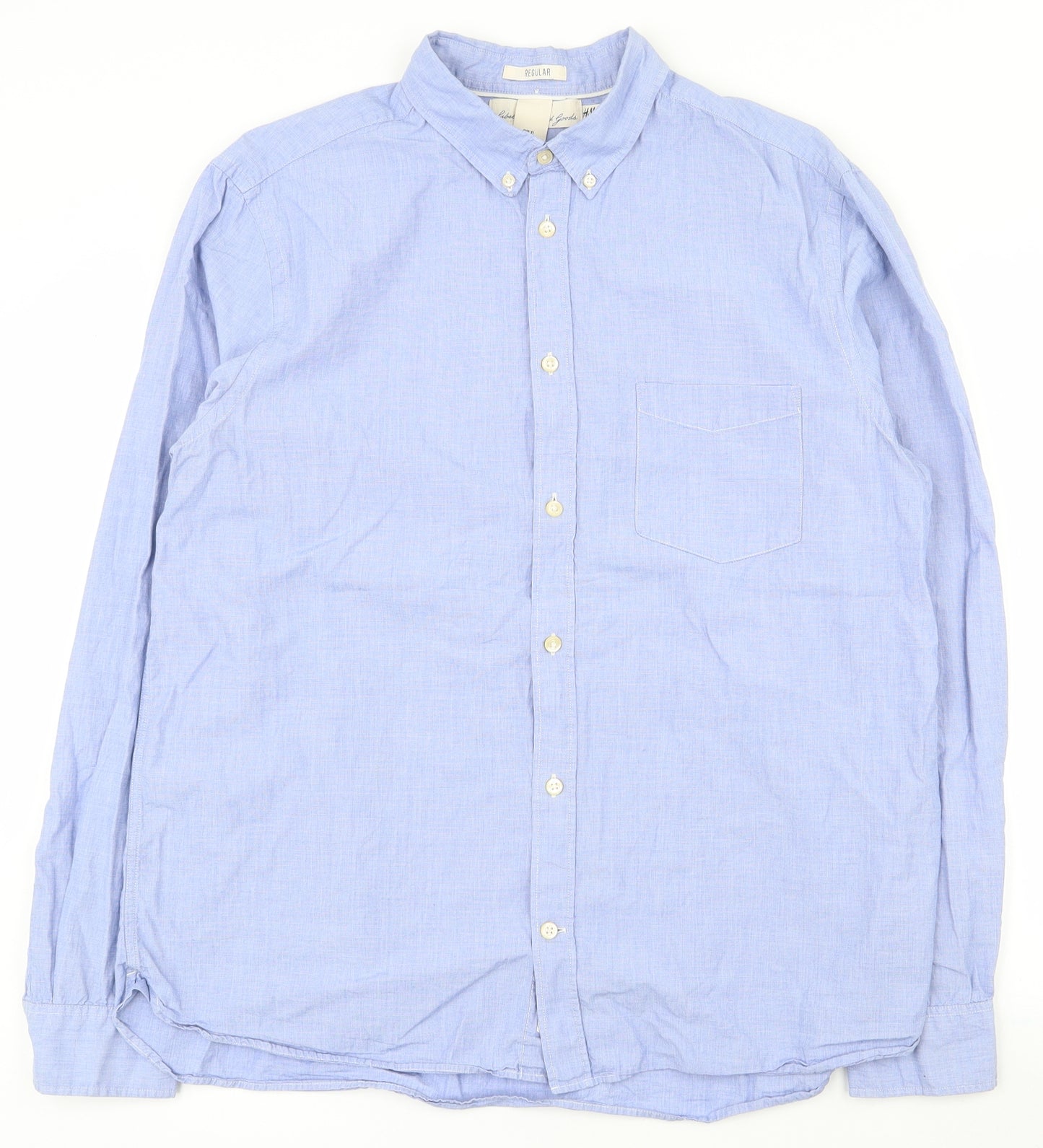 Label of Graded Goods Mens Blue  Cotton  Button-Up Size XL Collared Button
