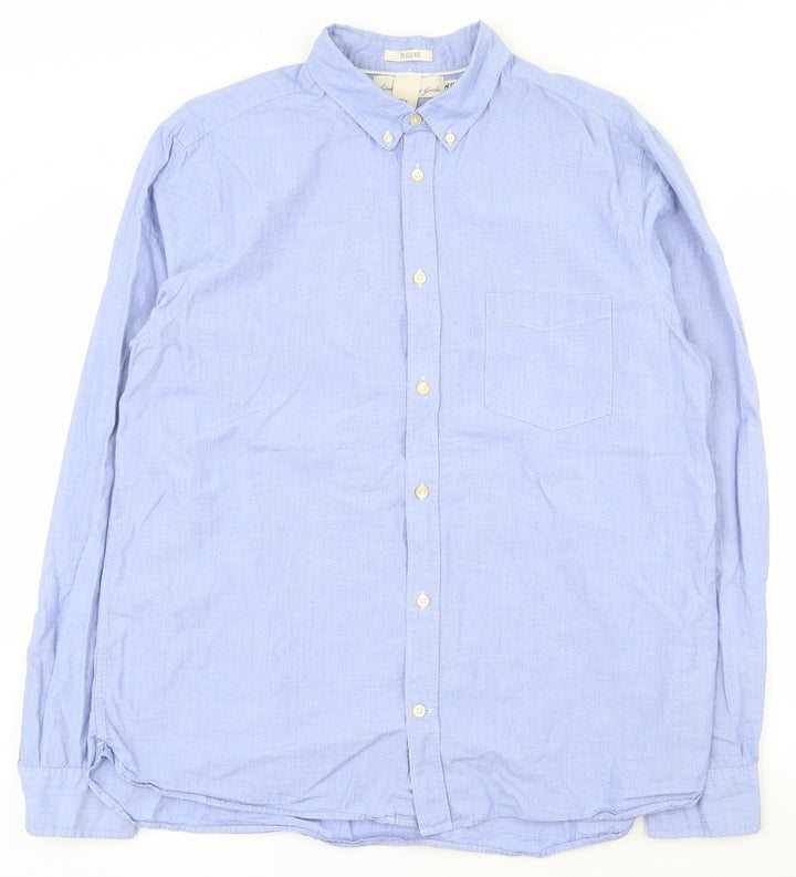 Label of Graded Goods Mens Blue  Cotton  Button-Up Size XL Collared Button