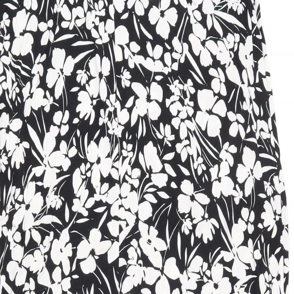 Primark Womens Black Floral Viscose Fit & Flare  Size 14  V-Neck Pullover