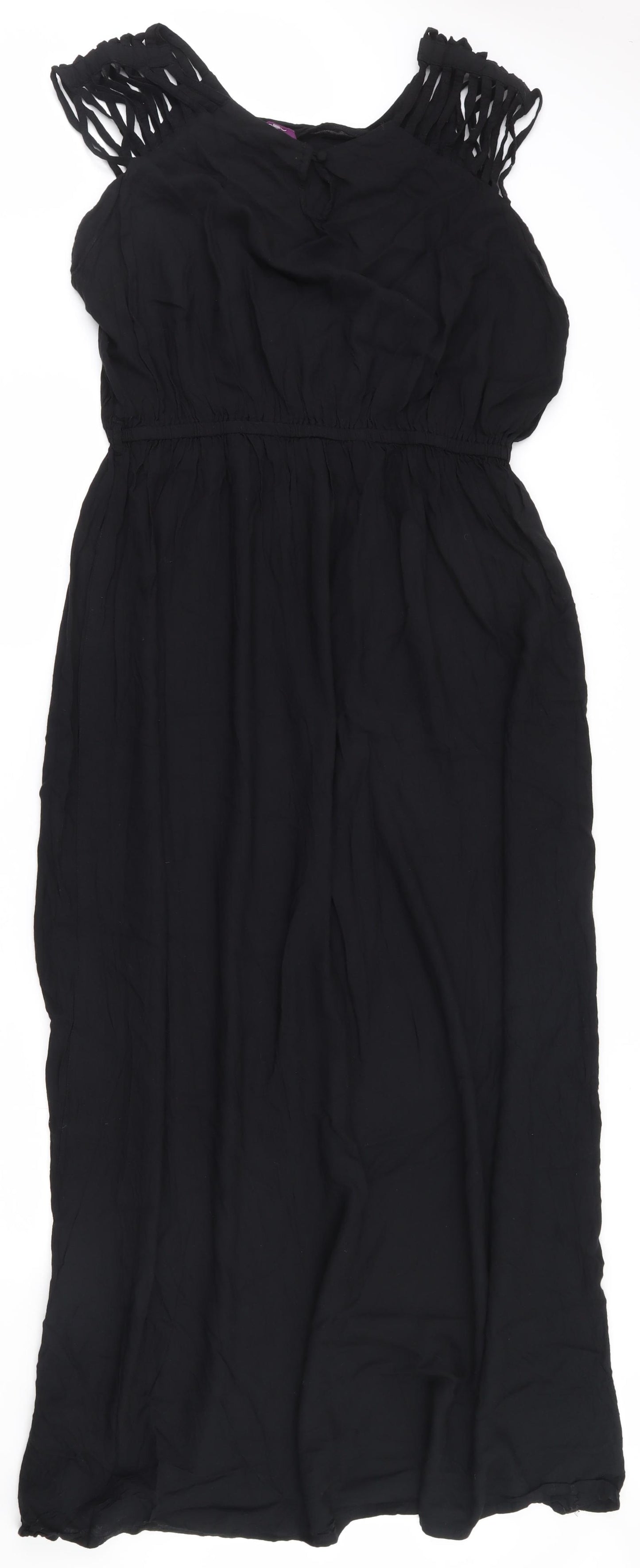 New Look Womens Black  Viscose Fit & Flare  Size 22  Round Neck Button