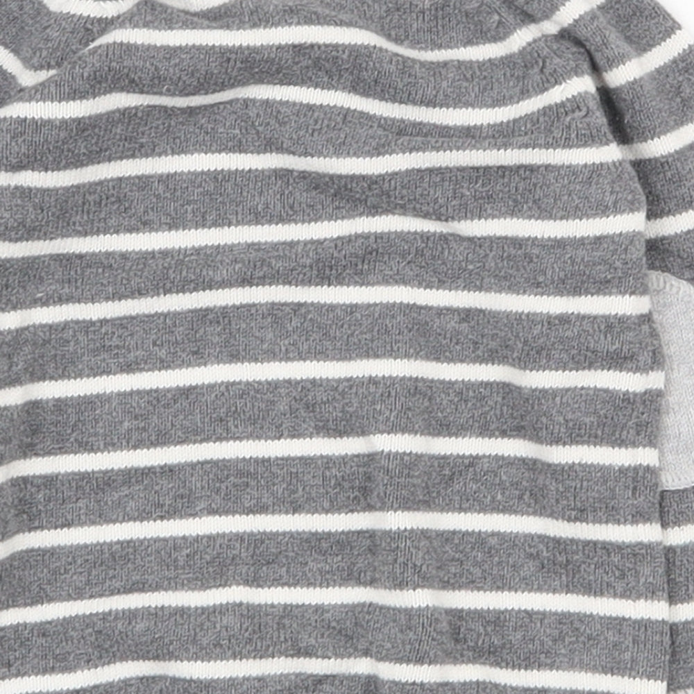H&M Boys Grey Striped 100% Cotton Pullover Jumper Size 6-9 Months  Button