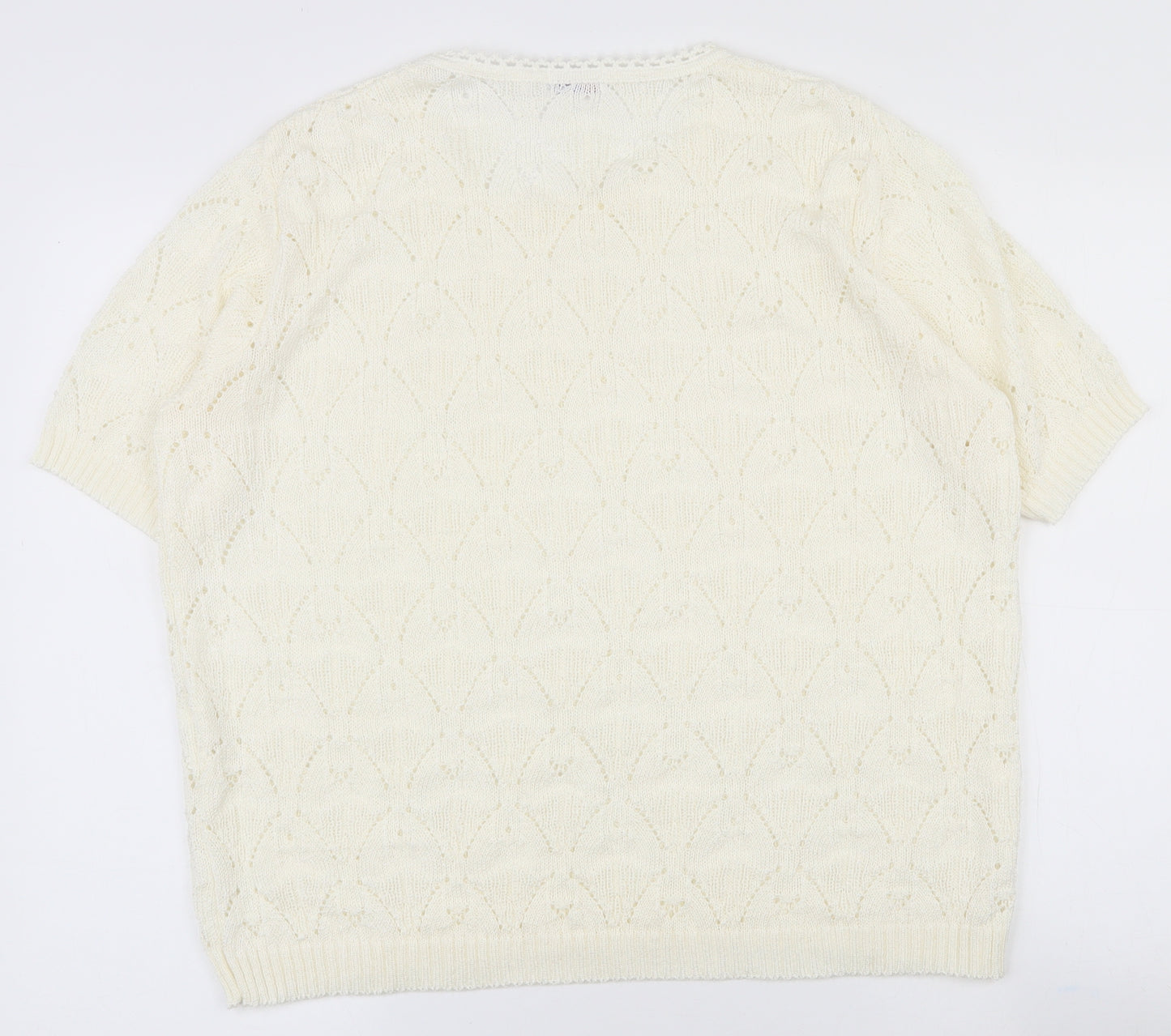 Damart Womens Ivory Round Neck  Acrylic Pullover Jumper Size 18