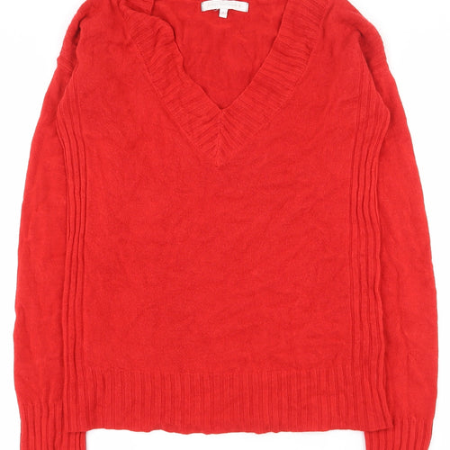 NEXT Womens Red V-Neck  Acrylic Pullover Jumper Size 8