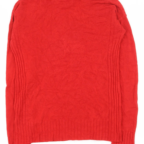 NEXT Womens Red V-Neck  Acrylic Pullover Jumper Size 8