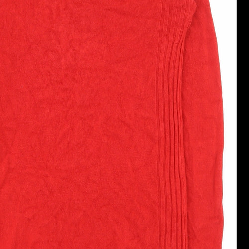NEXT Womens Red V-Neck  Acrylic Pullover Jumper Size 8