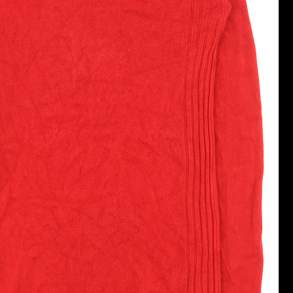 NEXT Womens Red V-Neck  Acrylic Pullover Jumper Size 8