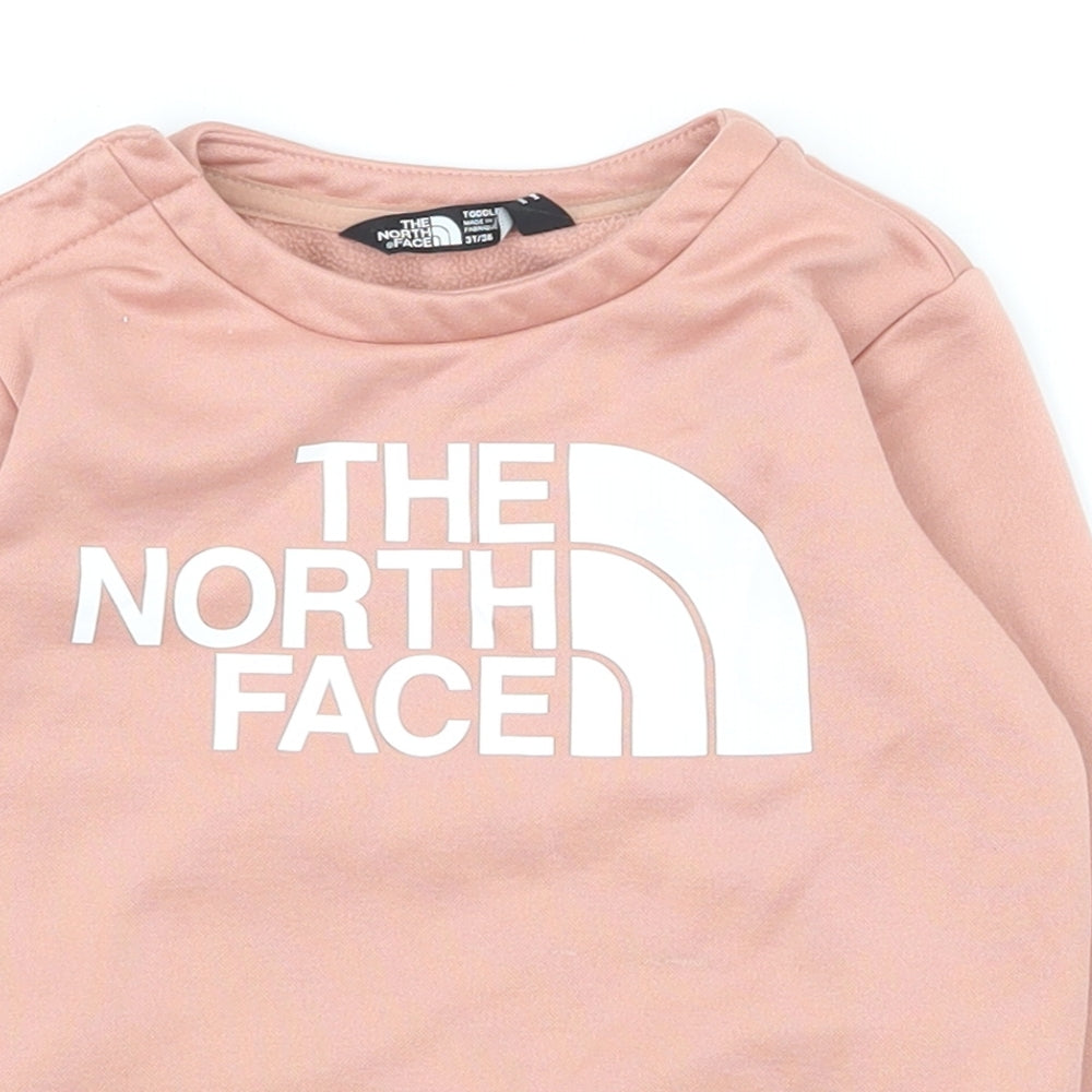 The North Face Girls Pink  100% Polyester Pullover Sweatshirt Size 3 Years  Snap