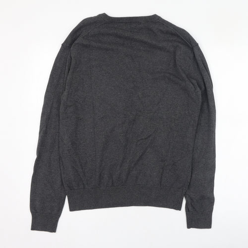French Connection Mens Grey V-Neck  Cotton Pullover Jumper Size M